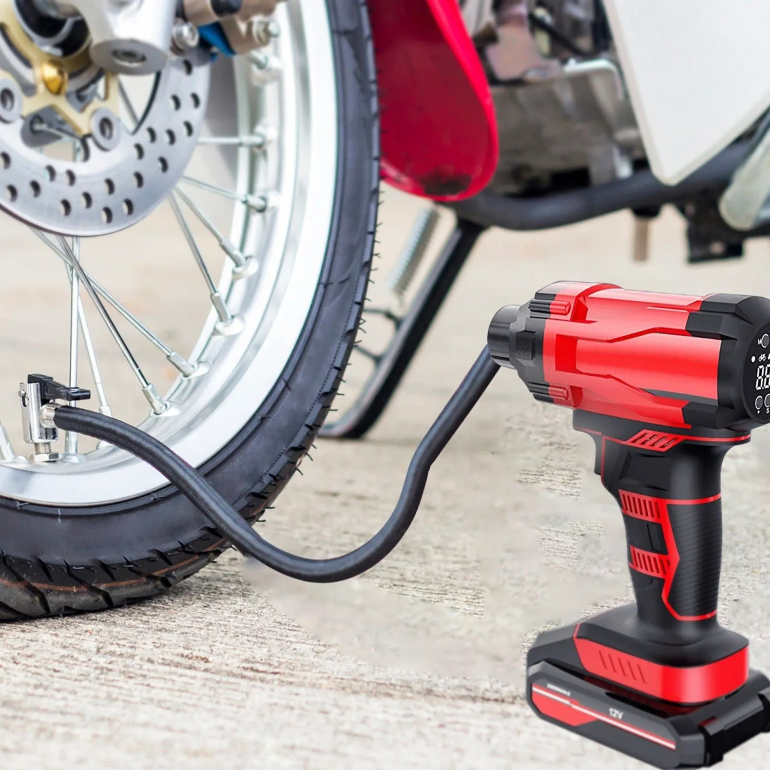 150PSI Cordless Car Tire Pump 6000mAh Rechargeable Tire Inflator 12V Portable Electric Air Compressor with LED Light for Car Bike Motorcycle Ball