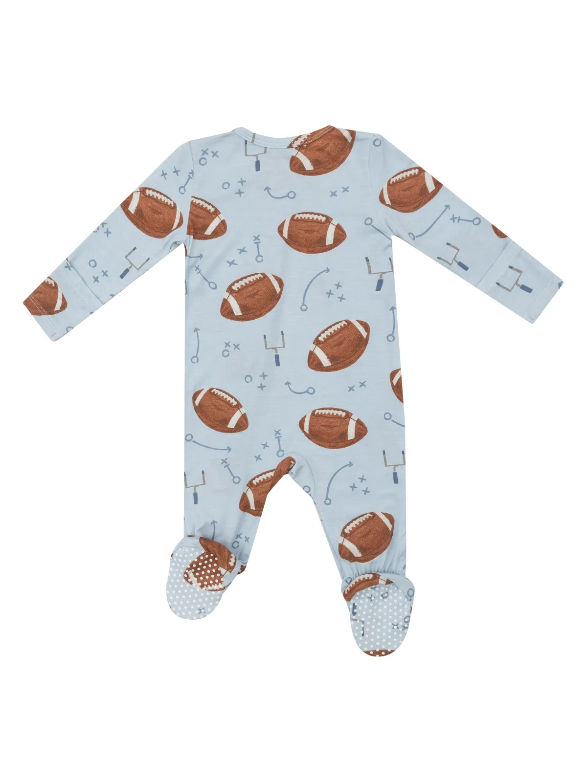 2-Way Zip Footie, Footballs Blue