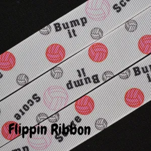 Bump It Volleyball Ribbon - 7/8 inch Printed Grosgrain
