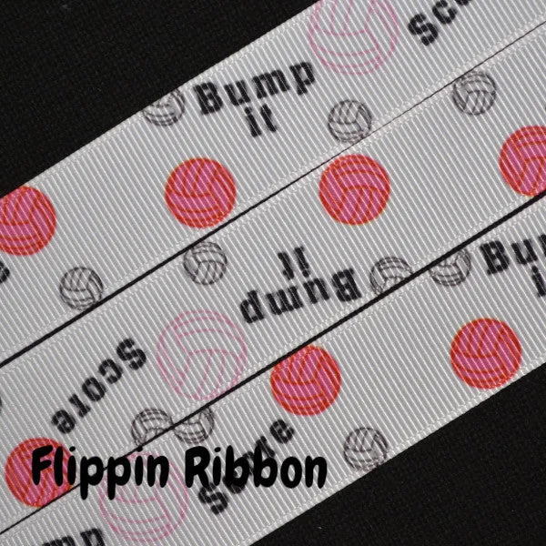 Bump It Volleyball Ribbon - 7/8 inch Printed Grosgrain