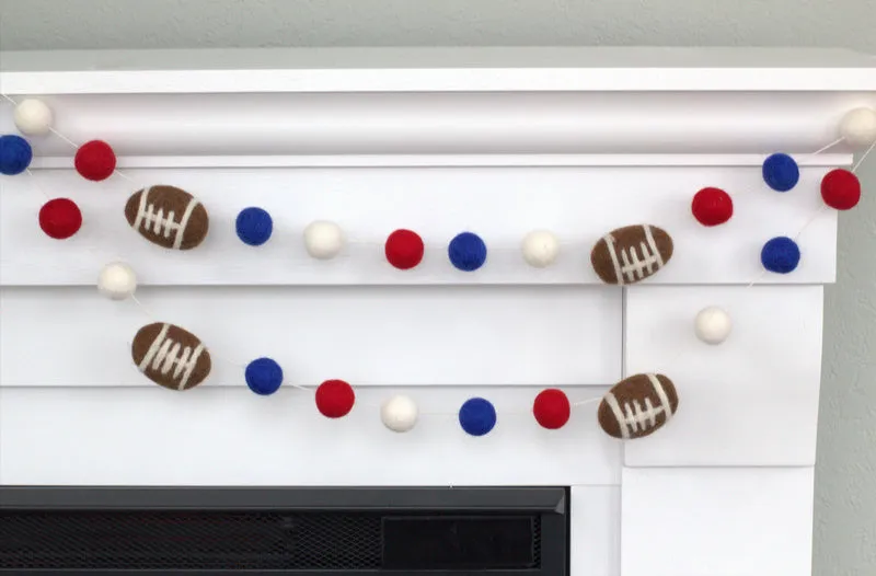 Felt Football Garland- Royal Blue, Red, White