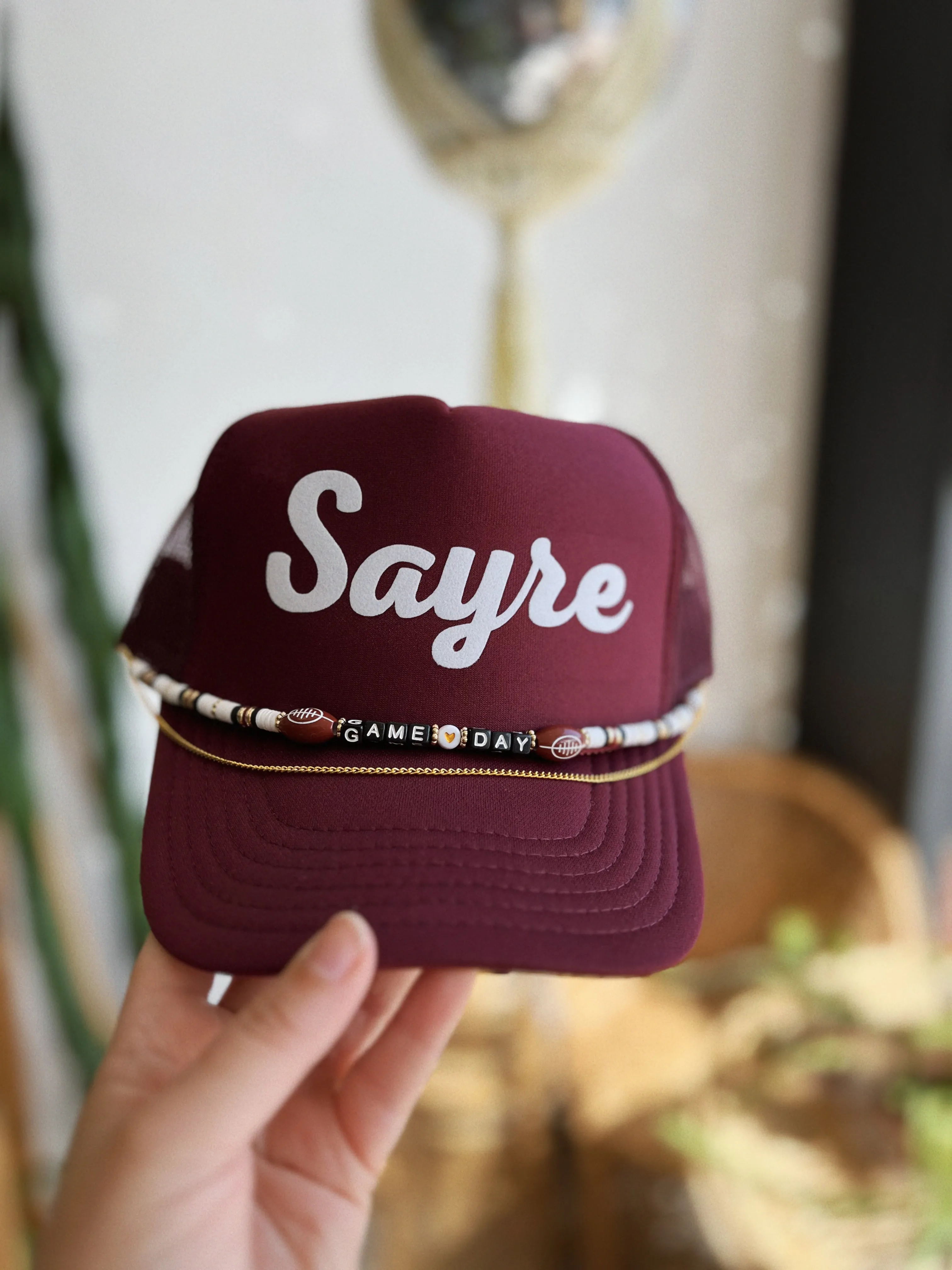 Game Day Beaded Band // Maroon & White