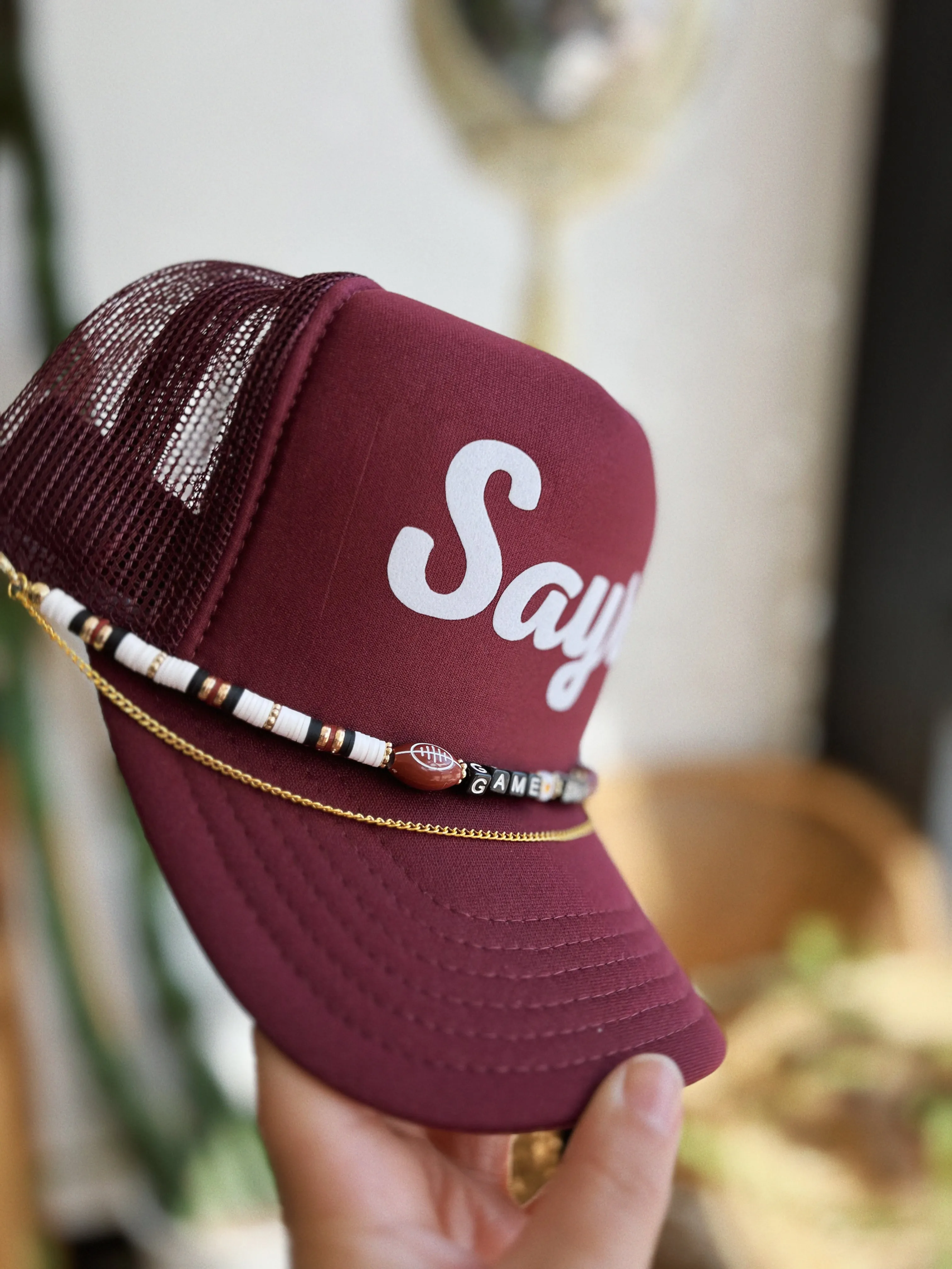 Game Day Beaded Band // Maroon & White