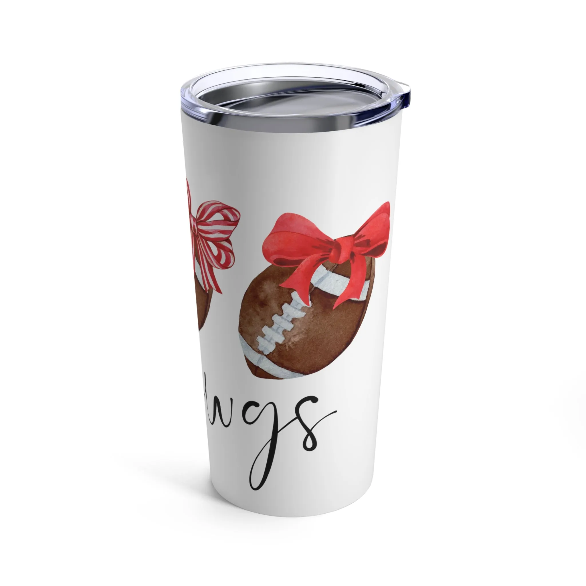 Go Dawgs footballs with bows Tumbler 20oz