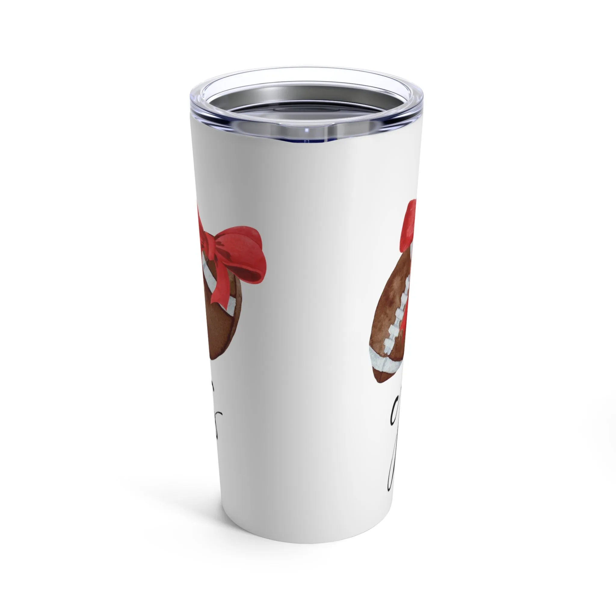 Go Dawgs footballs with bows Tumbler 20oz