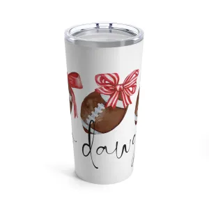 Go Dawgs footballs with bows Tumbler 20oz