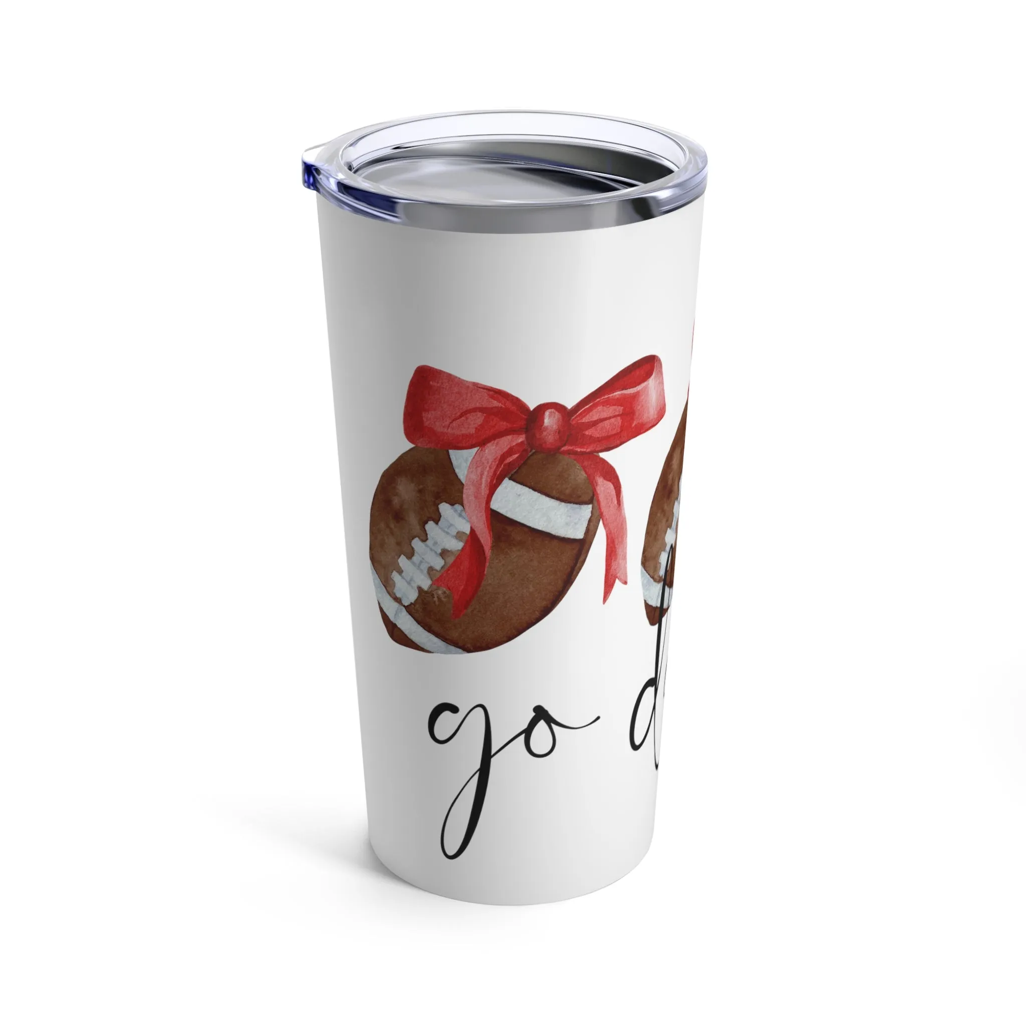 Go Dawgs footballs with bows Tumbler 20oz