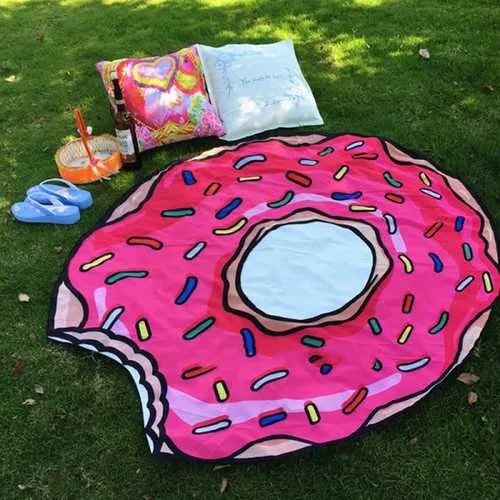 IPRee?? Yoga Mat Beach Blanket Food Pattern Round Throw Beach Towel Sunscreen Shawl Tapestry Wall Hanging
