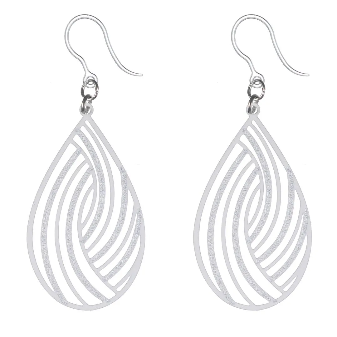 Large Teardrop Swirl Dangles Hypoallergenic Earrings for Sensitive Ears Made with Plastic Posts