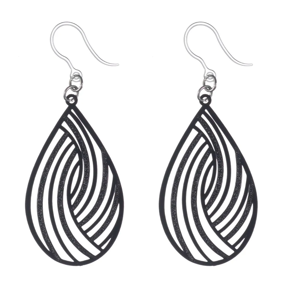 Large Teardrop Swirl Dangles Hypoallergenic Earrings for Sensitive Ears Made with Plastic Posts