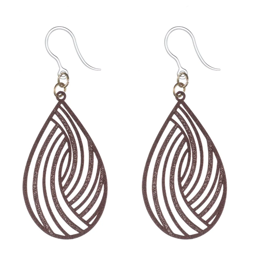 Large Teardrop Swirl Dangles Hypoallergenic Earrings for Sensitive Ears Made with Plastic Posts