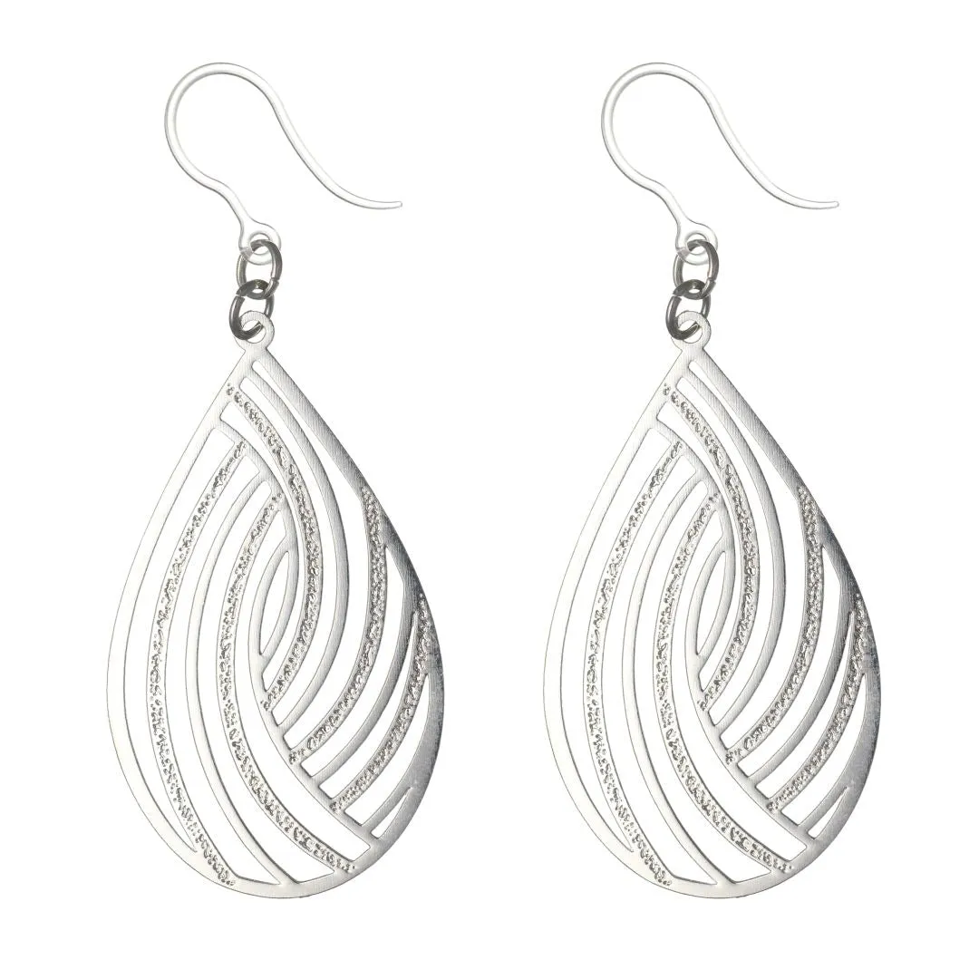 Large Teardrop Swirl Dangles Hypoallergenic Earrings for Sensitive Ears Made with Plastic Posts