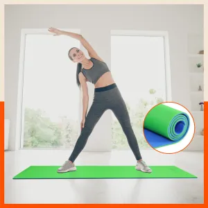 Moksh Premium Yoga Mat | Ink Blue & Lime Green (Size: 24” x 72” Thickness: 8mm)