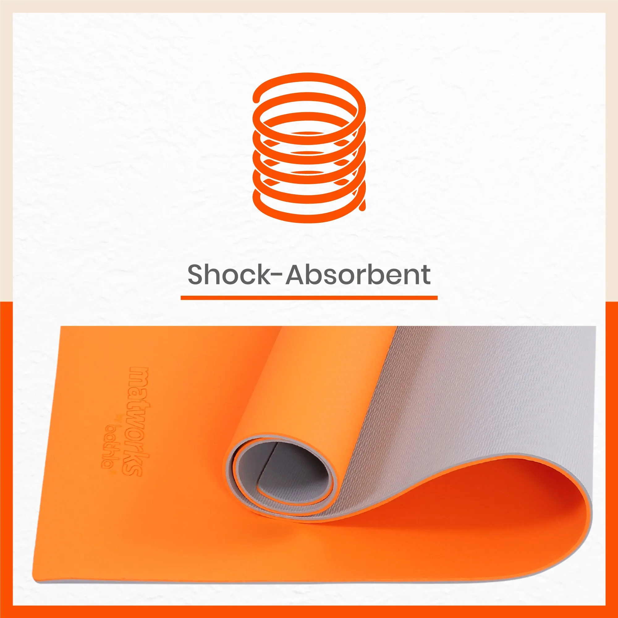 Moksh Premium Yoga Mat | Orange & Grey (Size: 24” x 72” Thickness: 8mm)