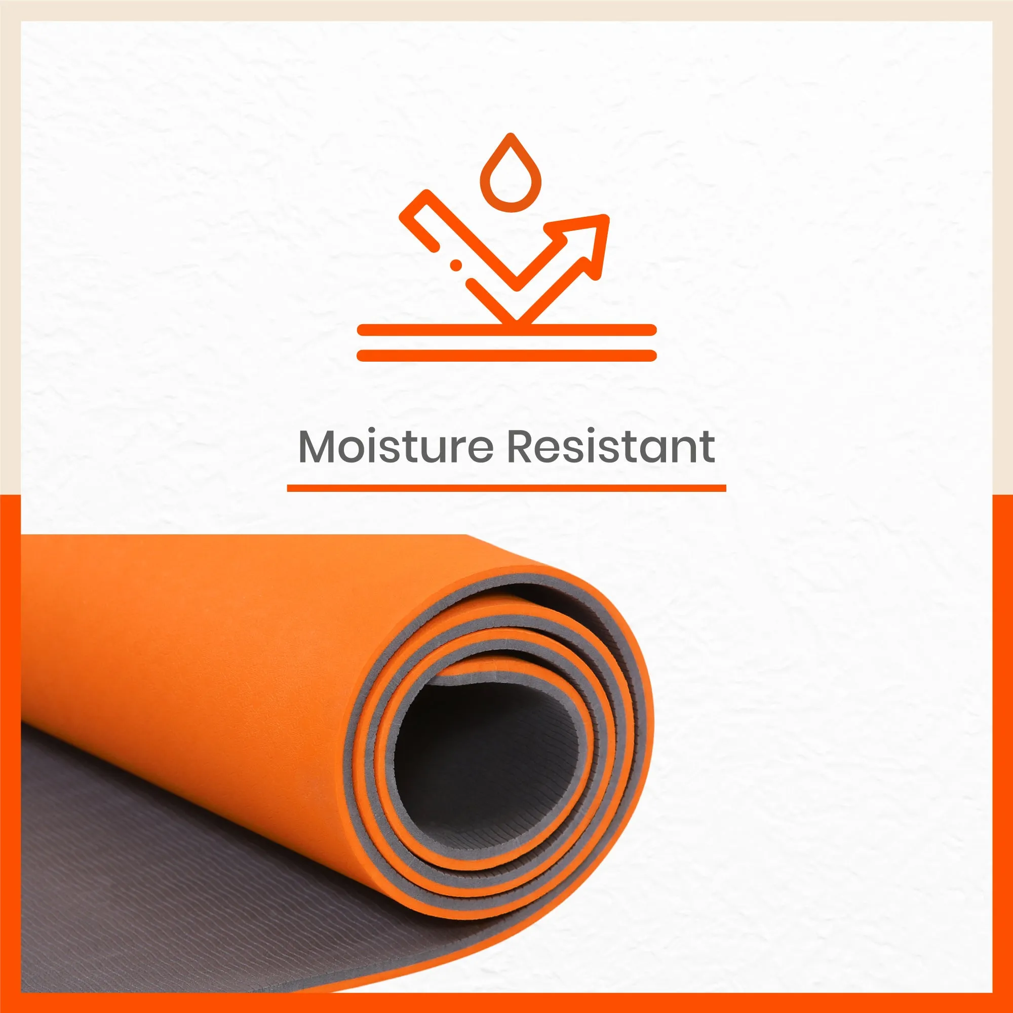 Moksh Premium Yoga Mat | Orange & Grey (Size: 24” x 72” Thickness: 8mm)