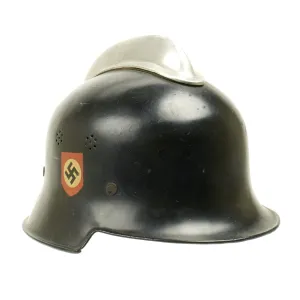 Original German WWII M1934 Fire Police Helmet with Aluminum Comb - Feuerwehr Helmet