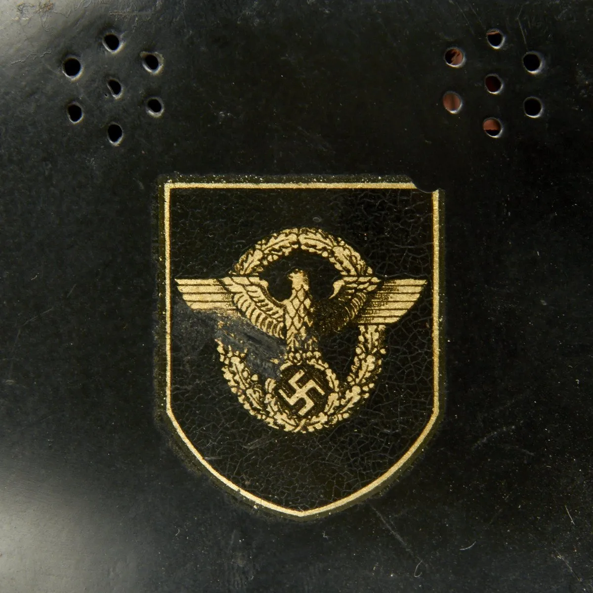 Original German WWII M1934 Fire Police Helmet with Aluminum Comb - Feuerwehr Helmet