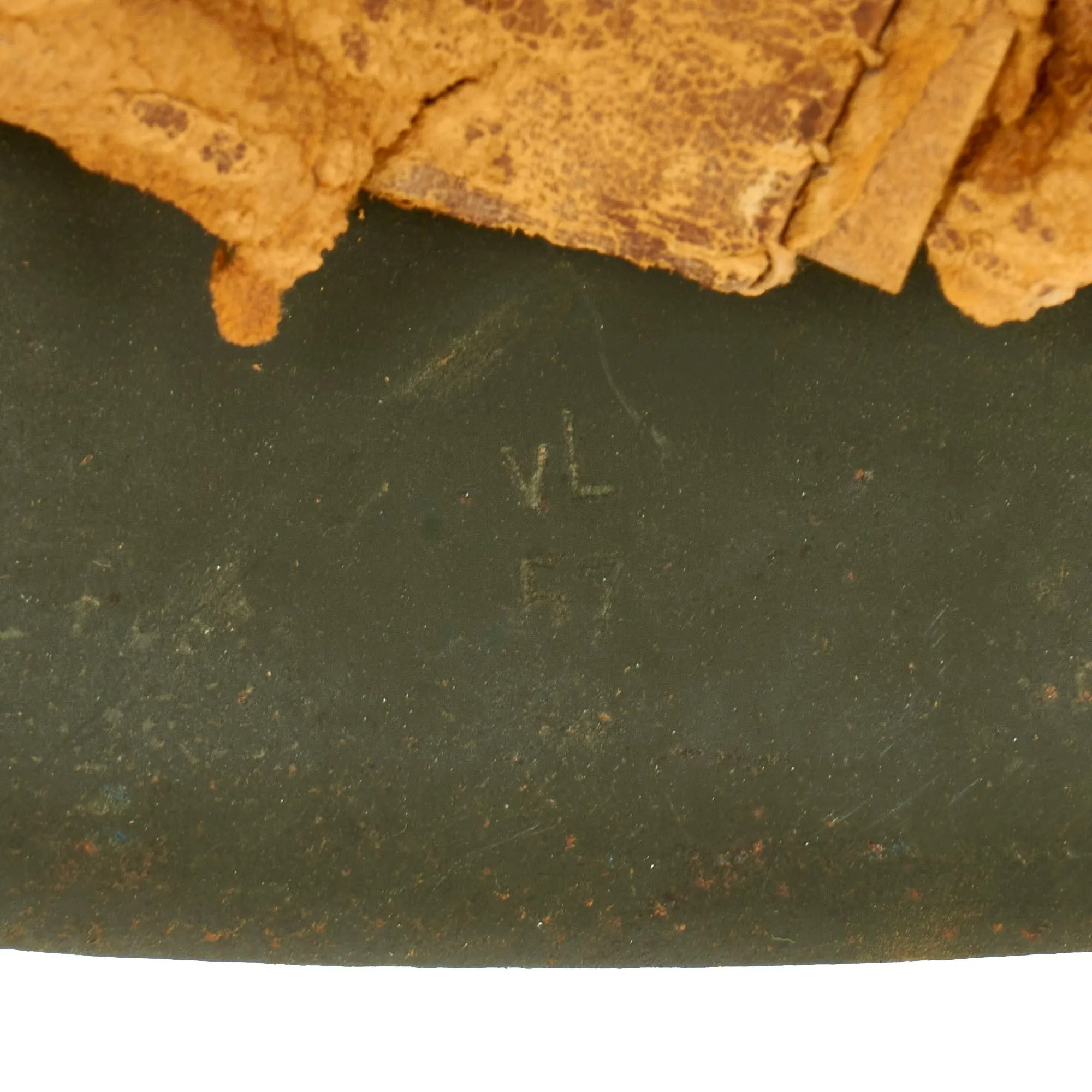 Original German WWII Texture Painted M42 Army Heer No Decal Size 66 Helmet with 57cm Liner & Chinstrap - Rare Unknown Maker “vL”