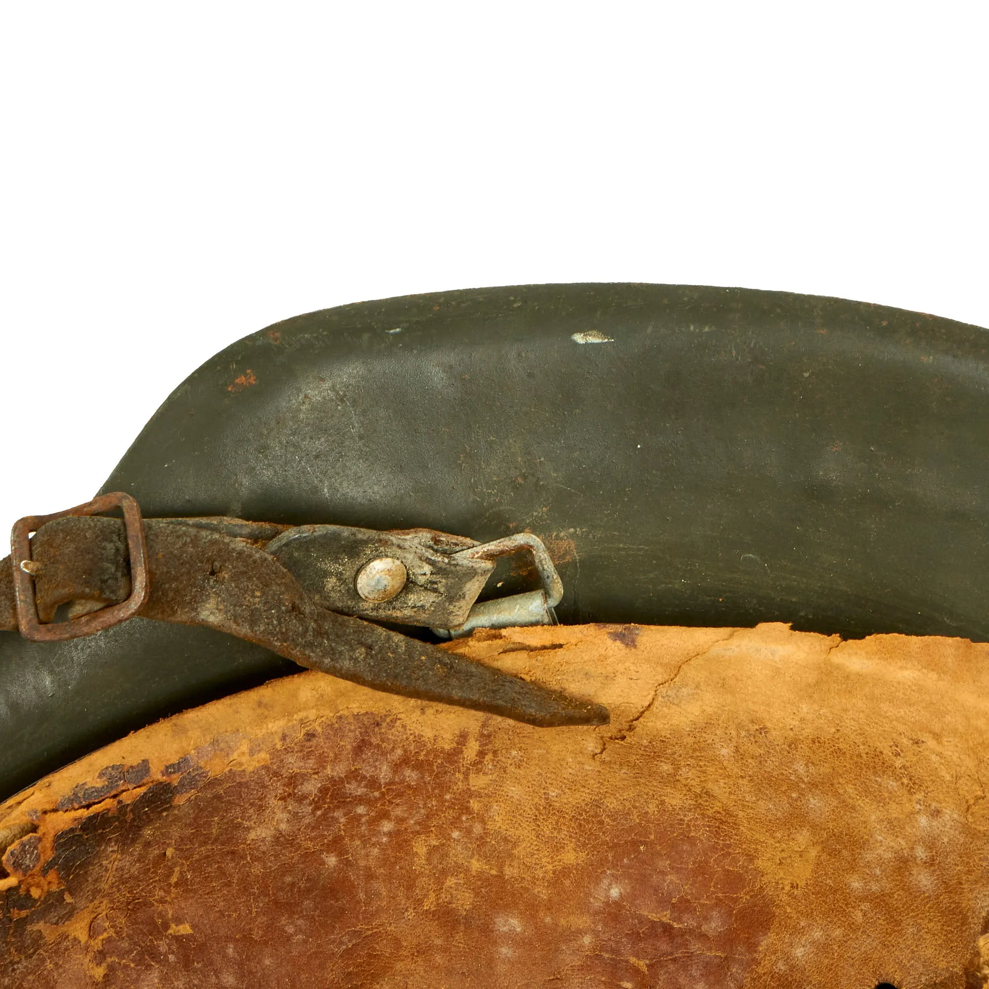 Original German WWII Texture Painted M42 Army Heer No Decal Size 66 Helmet with 57cm Liner & Chinstrap - Rare Unknown Maker “vL”