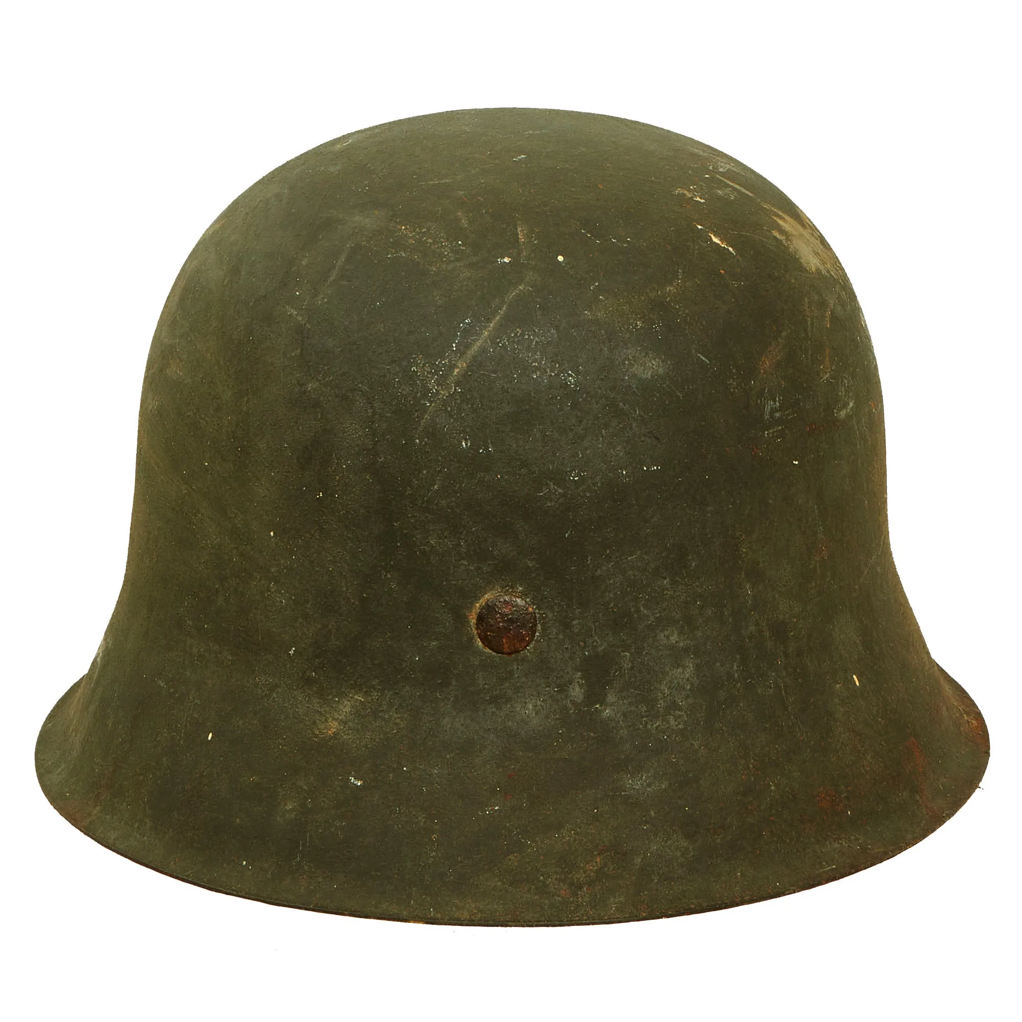 Original German WWII Texture Painted M42 Army Heer No Decal Size 66 Helmet with 57cm Liner & Chinstrap - Rare Unknown Maker “vL”