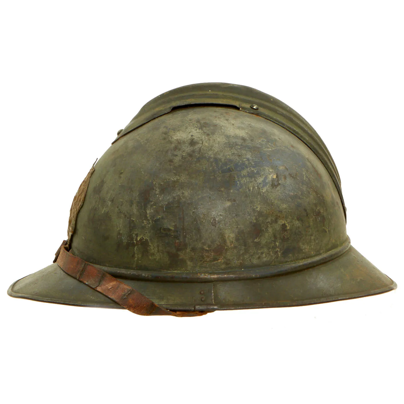 Original Rare Russian WWI 1st Issue M-1915 French Adrian Helmet with Russian Plate
