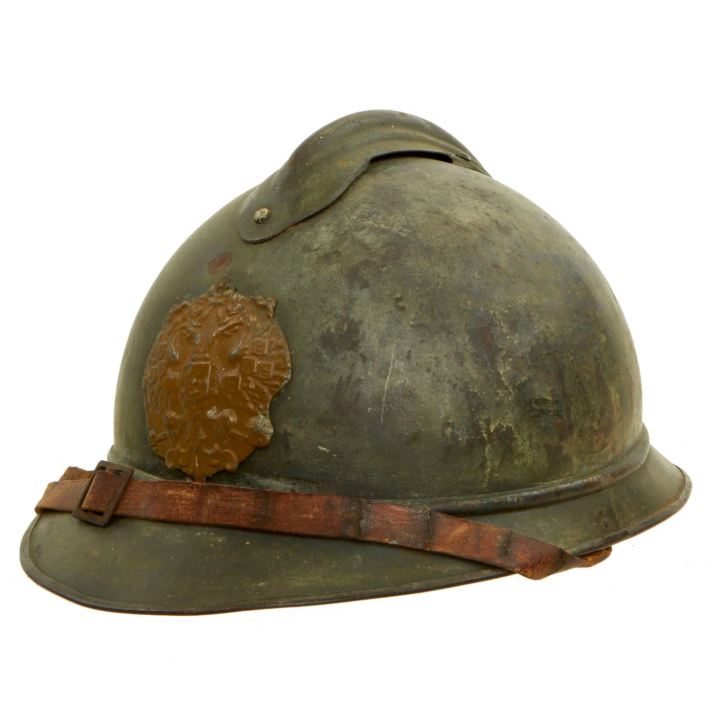 Original Rare Russian WWI 1st Issue M-1915 French Adrian Helmet with Russian Plate