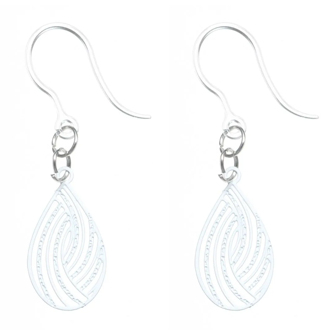 Petite Teardrop Swirl Dangles Hypoallergenic Earrings for Sensitive Ears Made with Plastic Posts