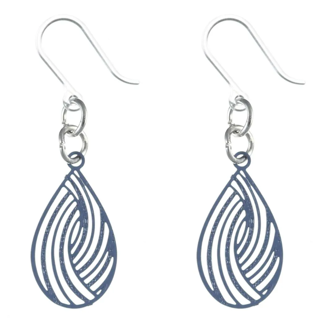 Petite Teardrop Swirl Dangles Hypoallergenic Earrings for Sensitive Ears Made with Plastic Posts