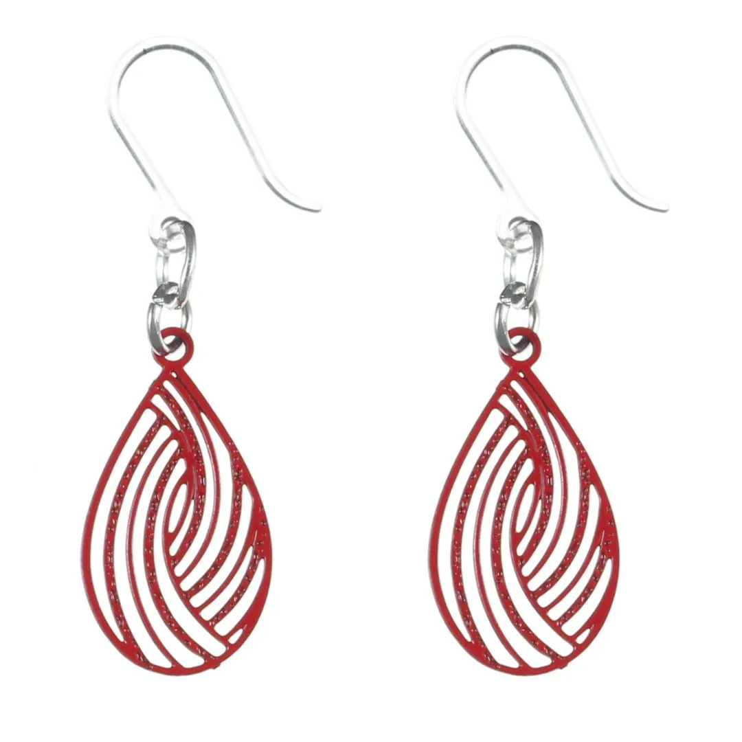 Petite Teardrop Swirl Dangles Hypoallergenic Earrings for Sensitive Ears Made with Plastic Posts
