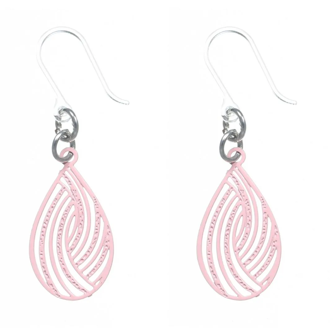 Petite Teardrop Swirl Dangles Hypoallergenic Earrings for Sensitive Ears Made with Plastic Posts