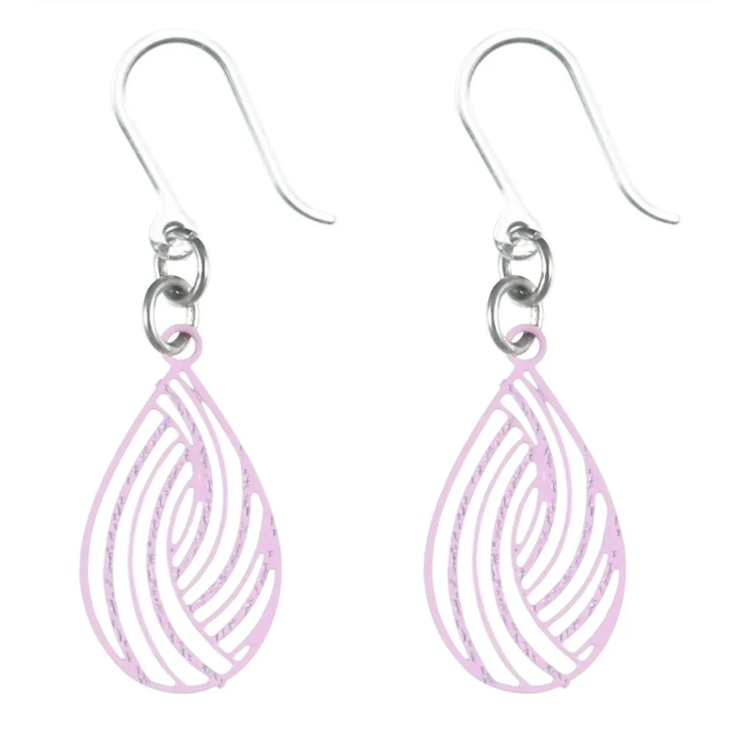 Petite Teardrop Swirl Dangles Hypoallergenic Earrings for Sensitive Ears Made with Plastic Posts