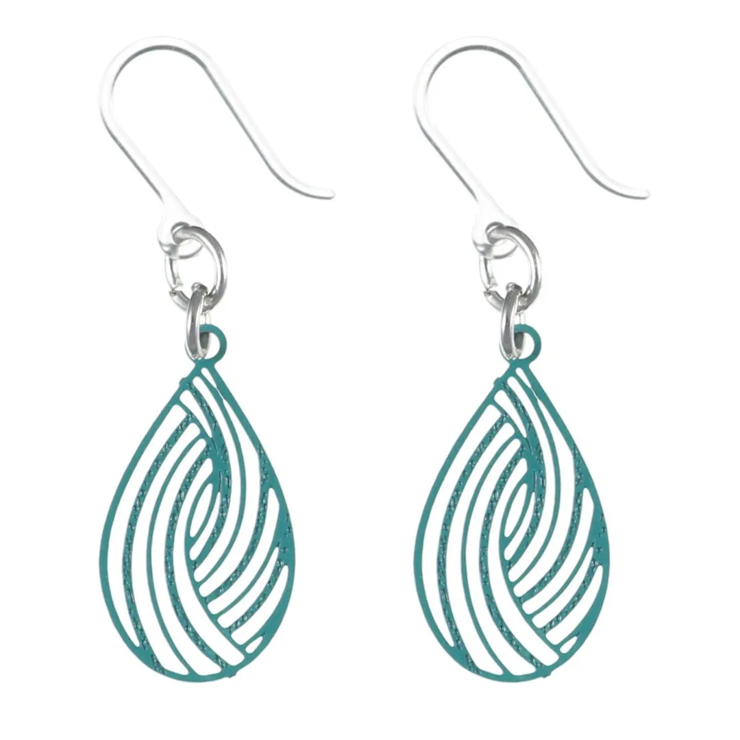 Petite Teardrop Swirl Dangles Hypoallergenic Earrings for Sensitive Ears Made with Plastic Posts