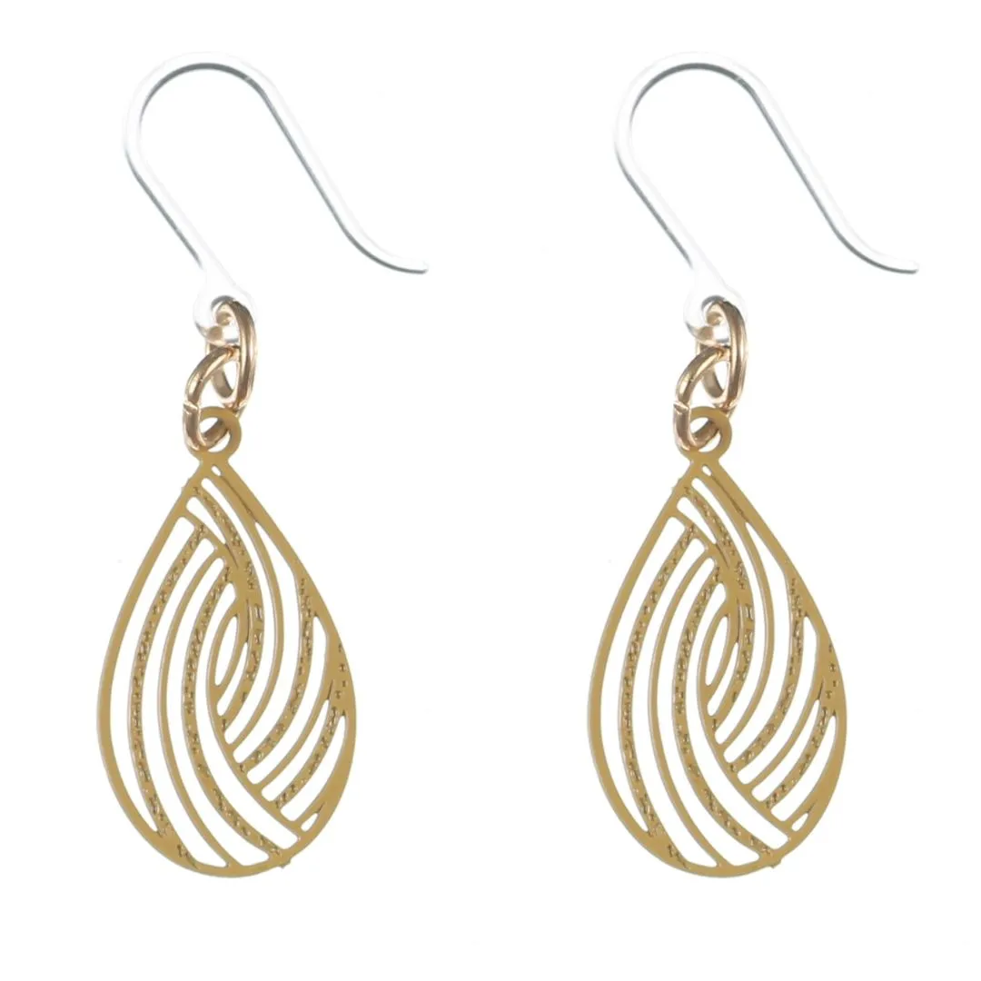 Petite Teardrop Swirl Dangles Hypoallergenic Earrings for Sensitive Ears Made with Plastic Posts
