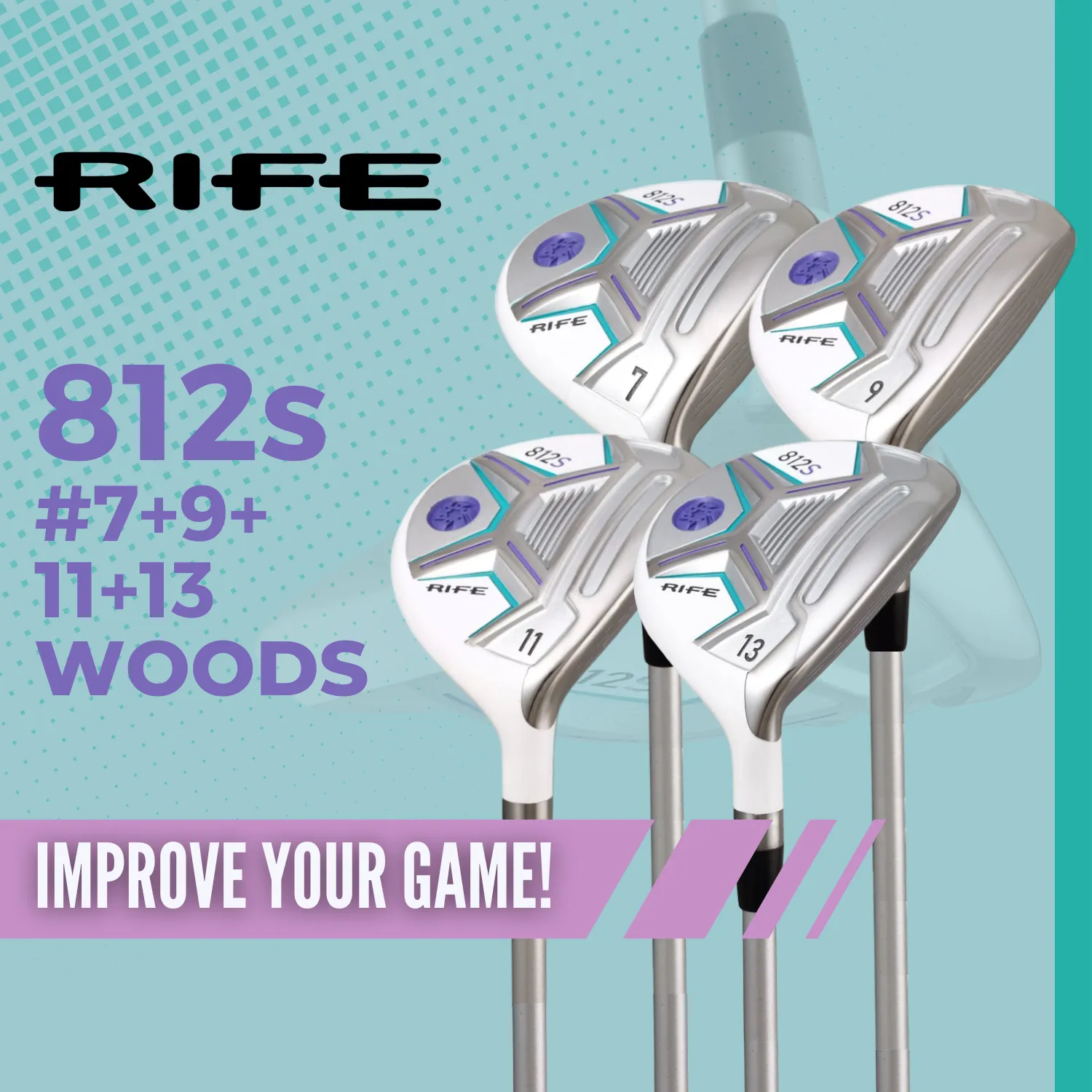 Rife Golf 812s New Offset #7   #9  #11  #13 Lady Fairway Metal Wood RH Clubs Set Premium Ultra Forgiving Ladies Flex Graphite Shaft with Tour Velvet Grip   Headcovers