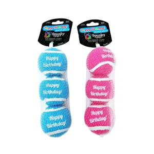 Spunky Pup Happy Birthday Tennis Balls Dog Toy
