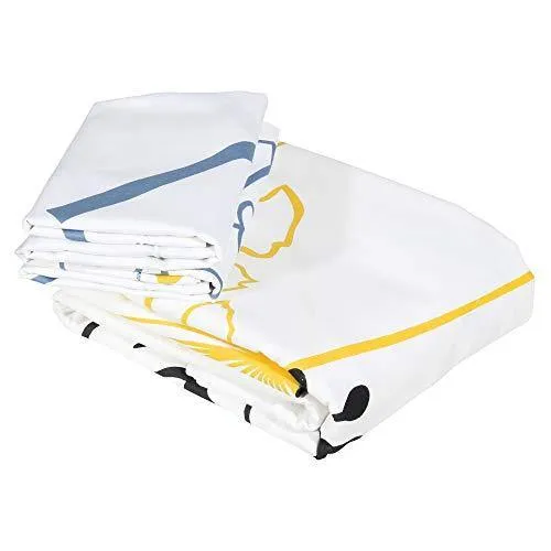 Story@Home Floral Leaf Print Combed Cotton Elegant Luxury Designer 1 PC King Size Bed Graceful bedsheet with 2 Pillow Covers - White and Blue