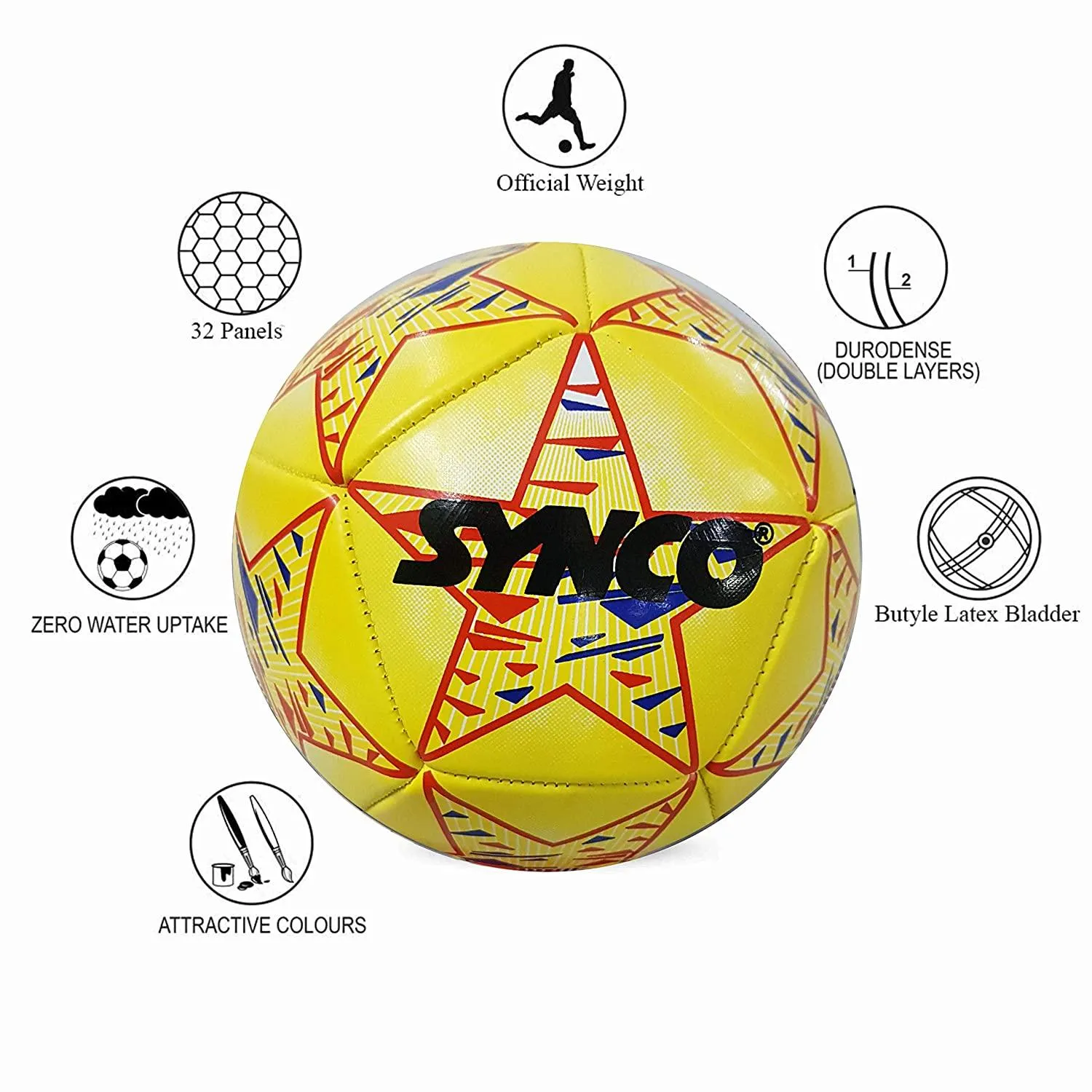 Synco Mini Footbal for 1-4 Years Kids (Yellow)